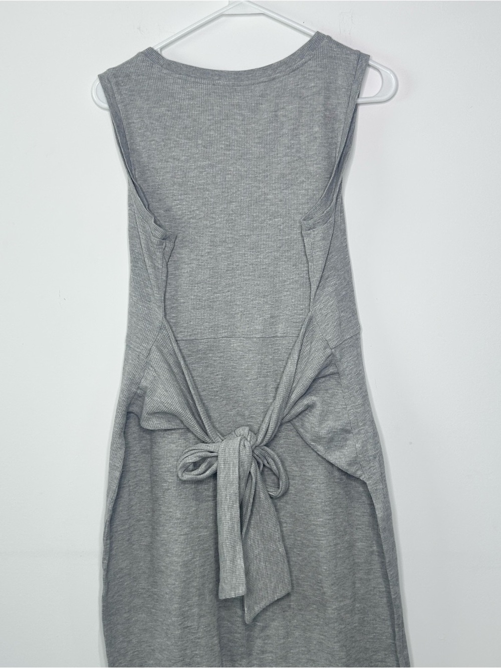 MICHAEL Michael Kors Gray Waffle Knit Sleeveless Tie Back Maxi Dress XL - Picture 6 of 10